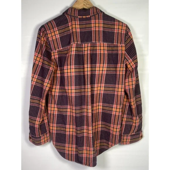 Madewell women's flannel shirt size S plaid navy and rust - Picture 2 of 6
